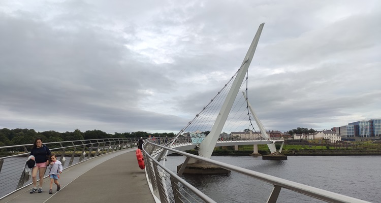 The Peace Bridge connecting the Waterside and the Cityside in Derry City