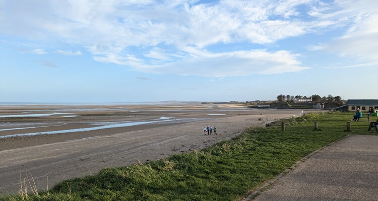 Laytown-Laytown Beach People walking along Laytown beach, near Bettystown in County Meath