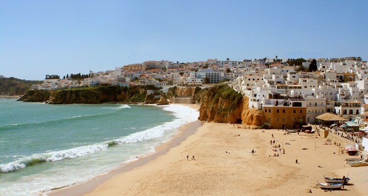 Fisherman's Beach in Albufeira, on the Portuguese Algarve coast.