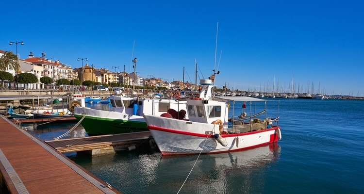 Boats floating in Cambrils Marina on the Spanish Costa Dorada